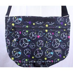 Yak Pak Paint Spatter Peace Sign Deluxe Messenger Bookbag Travel Shoulder Bag